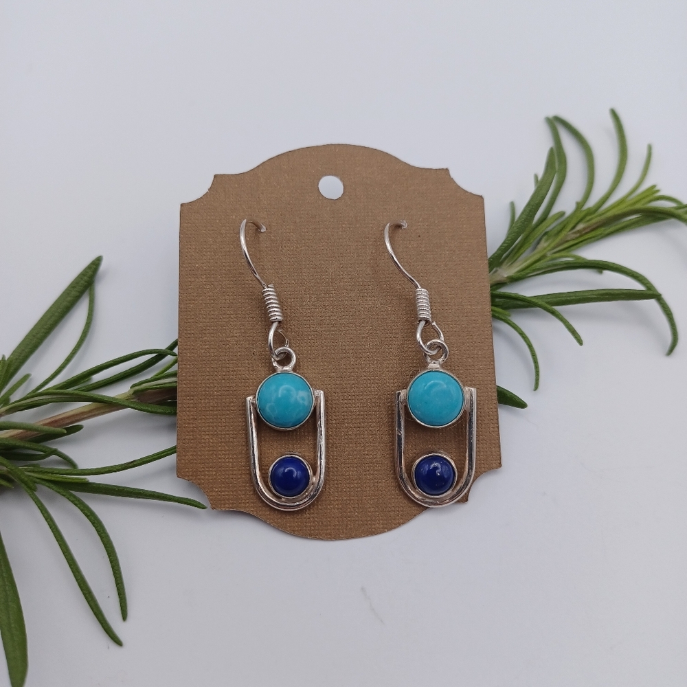 Turquoise and Lapis Lazuli Earrings